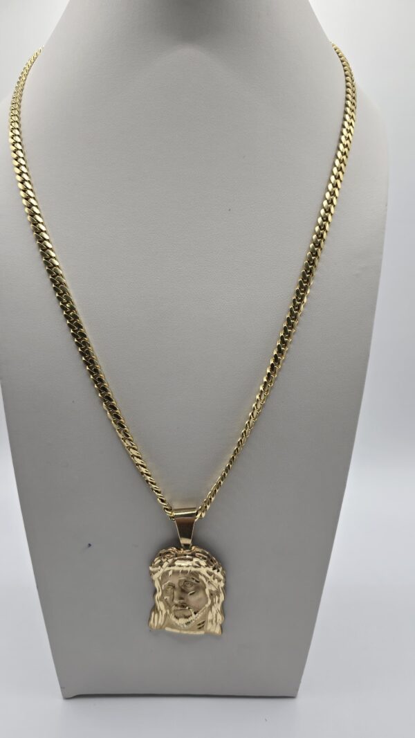 Cuban Link Solid 10K Dije Cristo