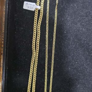 Cuban Link 5mmx22 Virgen 10K + Solid Corte Brillo 3mmx18 Trebol 10K