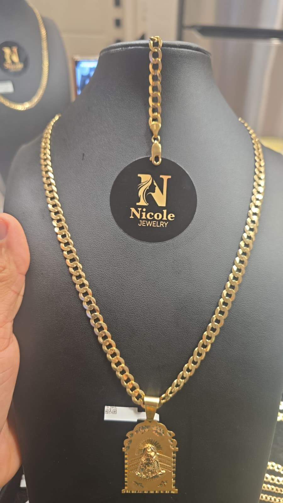 Solid Shine Cut 7mx22 10K + Bracelet 10K